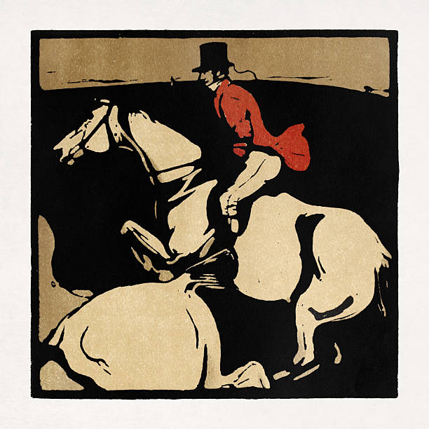 Print by William Nicholson depicting a fox hunting made in 1898 for An Almanac of Twelve Sports.