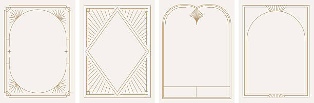 Vintage Art Deco luxury background collection with gold frame. Elegant retro line art templates with decorative linear borders. Vector design
