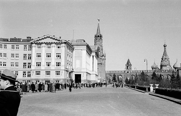 Moscow, Russia, - April 1, 1959: Moscow Kremlin and Bolshoi Kremlin Theater before reconstruction