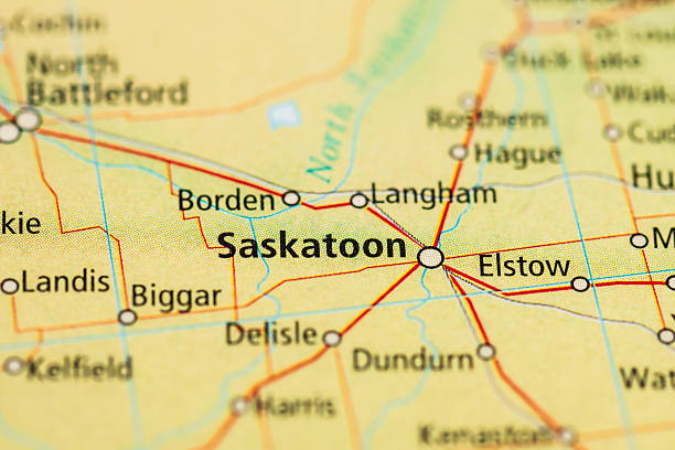 Close up road map highlighting Saskatoon and surrounding communities.