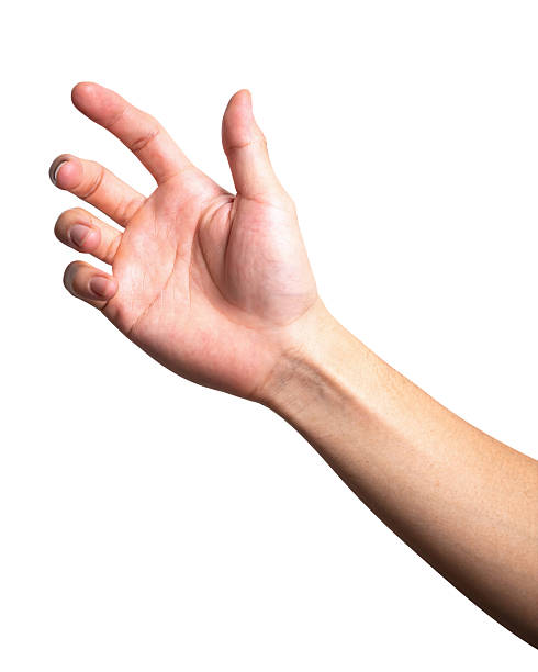 isolated of male hand holding something like a bottle or can.