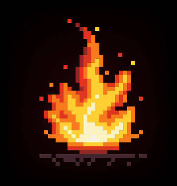 pixelated fire design design element. ai eps10