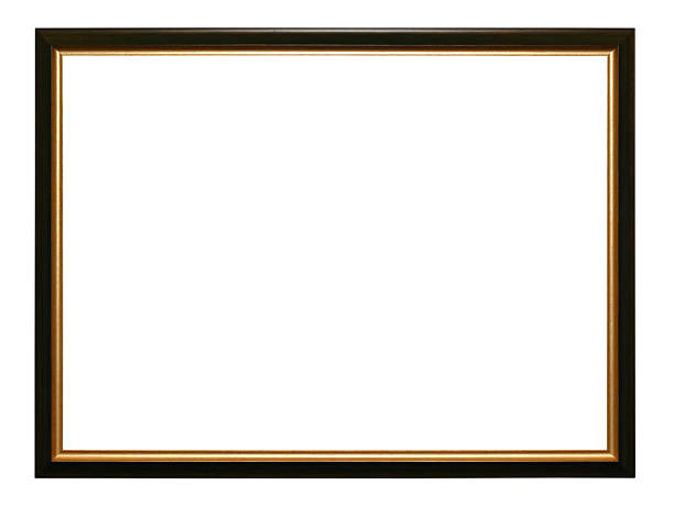 Empty antique wooden photo frame on a white background.
