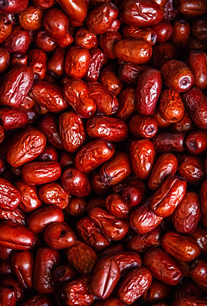 Heap of dried red dates for background