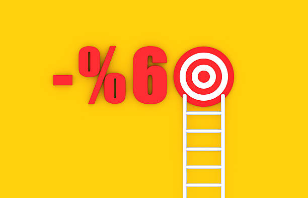 Ladder leaning against the wall and the 60% target written on an orange background