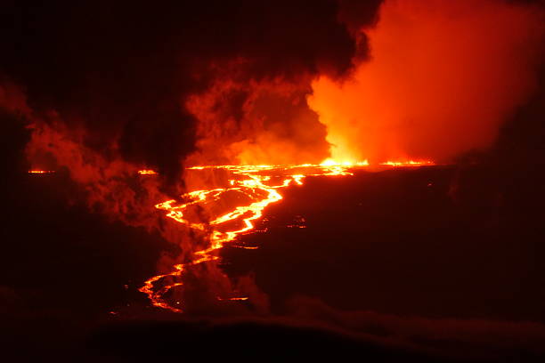 In 2022 Mauna Loa, the world's largest volcano, erupted for 14 days from November 27 to December 10. The eruption occurred from the Northeast Rift Zone. Molten lava streams down the slope of Mauna Loa in this nighttime view taken from the Saddle region of the Big Island of Hawaii.