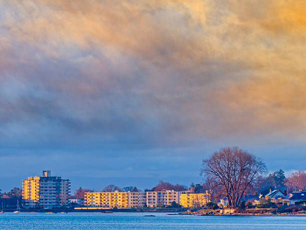 Residential cityscape in Victoria's Oak Bay waterfront area on Vancouver Island, British Columbia
