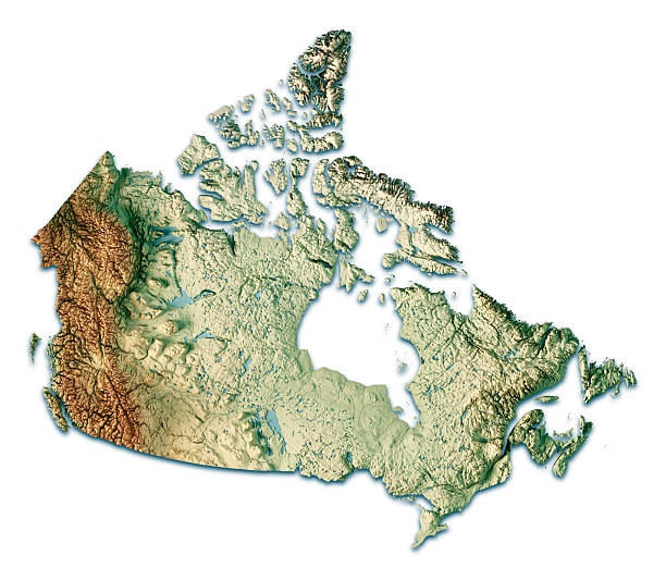 Canada Topographic Map Horizontal 3D Render Isolated Color stock photo