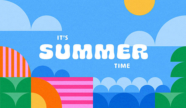 Abstract Geometric Summer Beach Background Banner