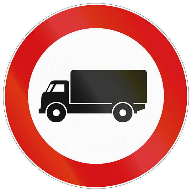 Historic Italian road sign from 1959 - No lorries.