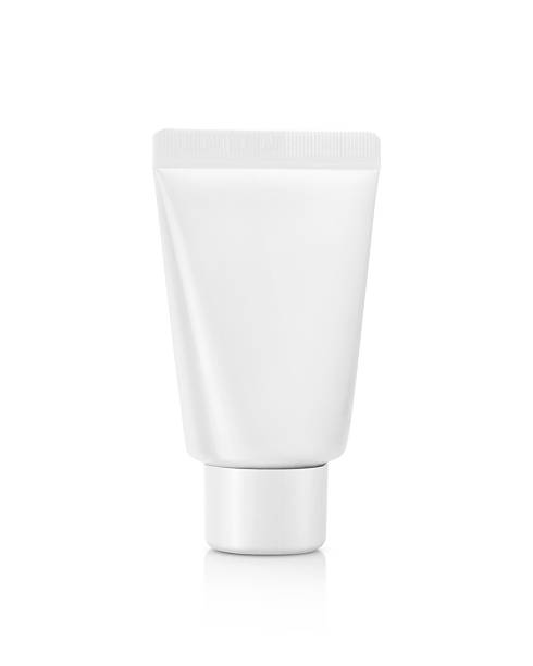 High-quality, professional studio shot of a blank white plastic tube mockup isolated on a clean white background with a subtle