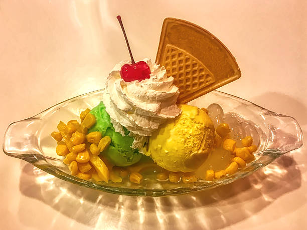 Colorful ice cream boat sundae