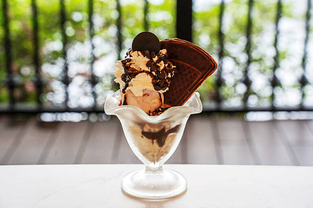 Chocolate sundae with river view