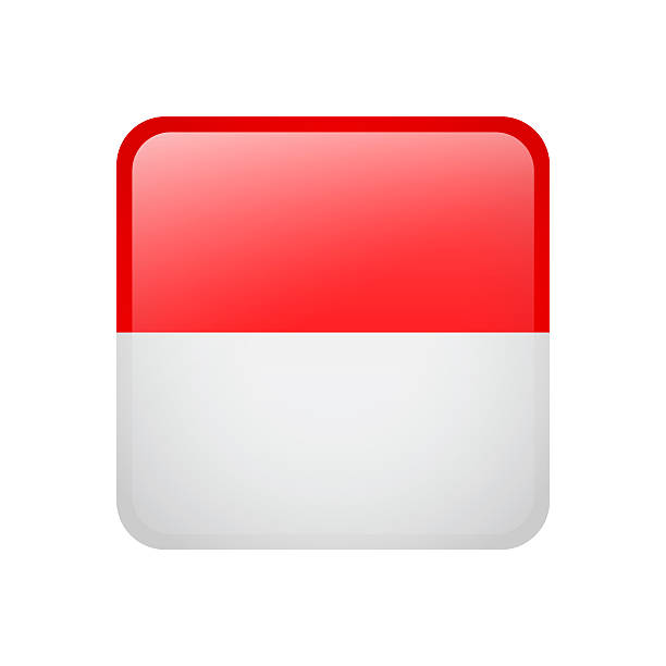 Indonesia Flag. Square Glossy Icon. Vector Badge, Button, Sign, Illustration