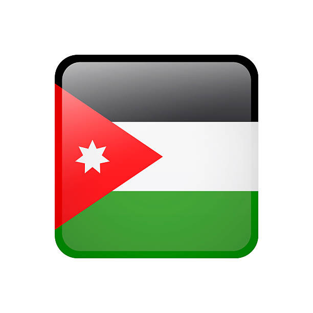 Jordan Flag. Square Glossy Icon. Vector Badge, Button, Sign, Illustration