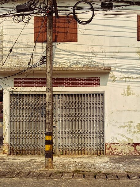 Thailand street view with old wall