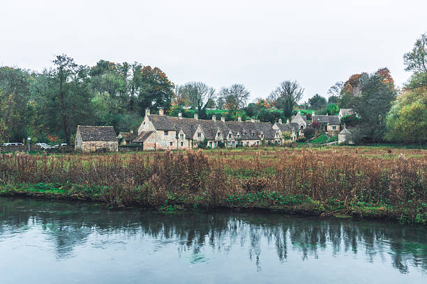Arlington Row Cottages in Bibury the Cotswolds in morning