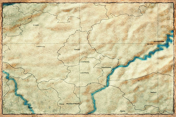 Vintage Map Of Luxembourg With Cantons On Retro Paper Background