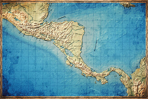 Vintage Map Of Central America On Retro Paper Background