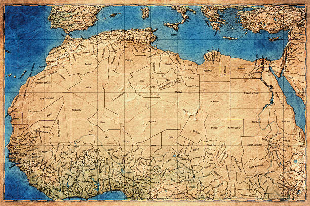 Vintage Map Of North Africa On Retro Paper Background