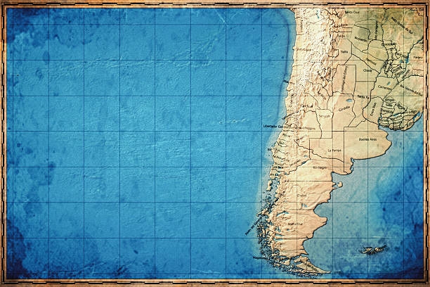 Vintage Map Of Patagonia On Retro Paper Background