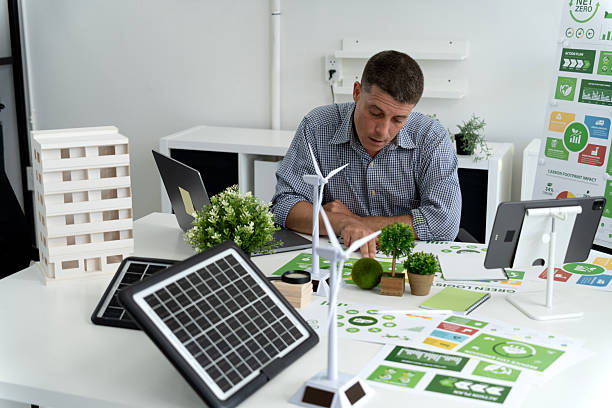Businessman is planning for esg environmental social corporate governance projects