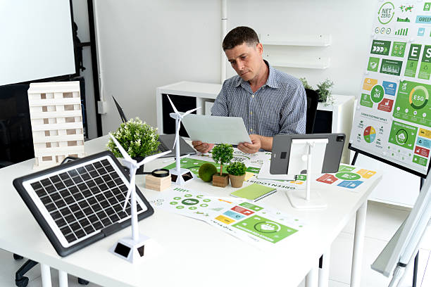 Businessman is planning for esg environmental social corporate governance projects