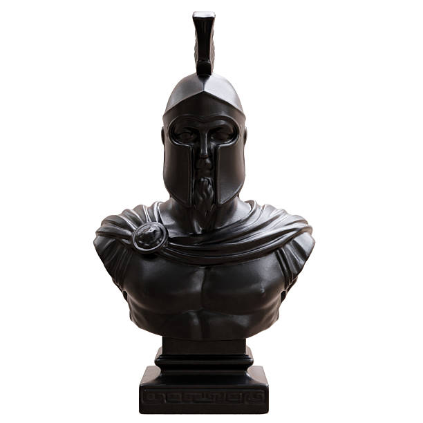 Leonidas king of Sparta bust statue isolated on white. Ancient greek sculpture, 3d render