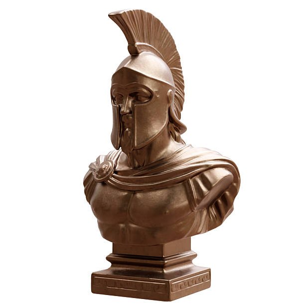 Leonidas king of Sparta bust statue isolated on white. Ancient greek sculpture, 3d render