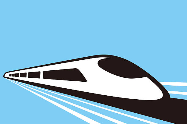 High speed bullet train coming out, modern flat design, vector illustration