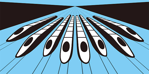 High speed bullet train coming out, modern flat design, vector illustration