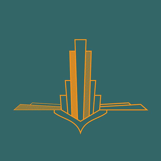 An architectural emblem in the Art Deco style. Building development
