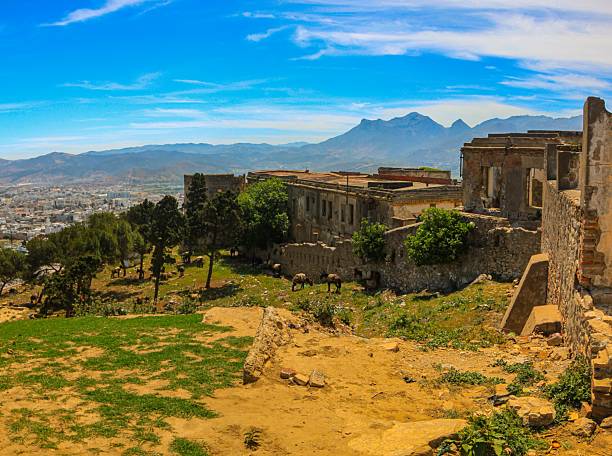 Tetouan Kasbah Old City View With Mountains And Blue Sky