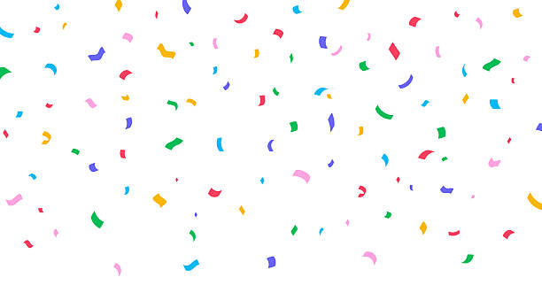vibrant multicolored confetti explosion isolated on white background for party celebration, carnival, and holiday - konfeti stock illustrations