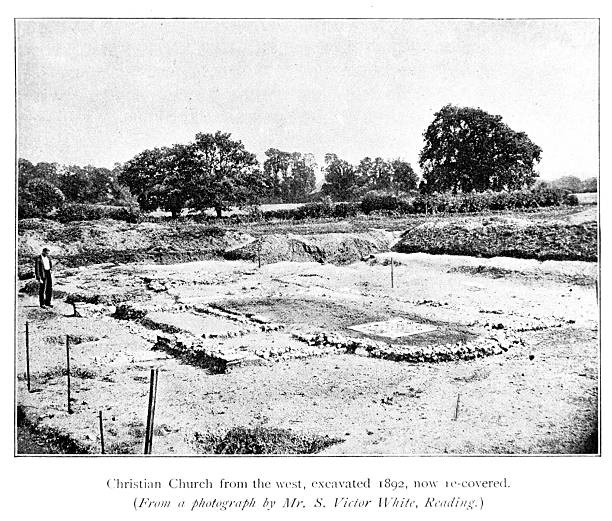 Christian Church from the west, excavated 1892 now re-covered.