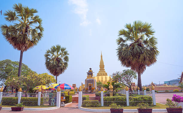 The most beautiful Viewpoint  Architecture at Pha That Luang Temple in Vientiane, Laos