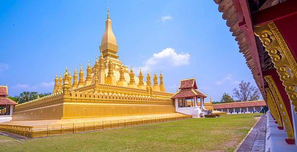 The most beautiful Viewpoint  Architecture at Pha That Luang Temple in Vientiane, Laos