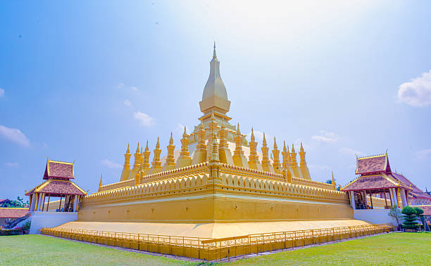 The most beautiful Viewpoint  Architecture at Pha That Luang Temple in Vientiane, Laos