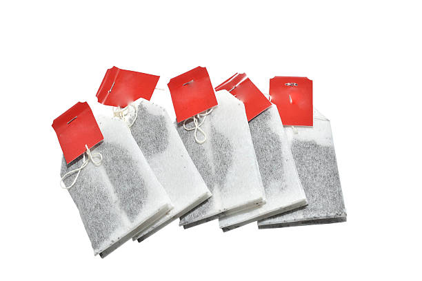 Disposable paper tea bags. Tea bags designed for preparing a drink.