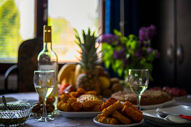 Food and drink on the table