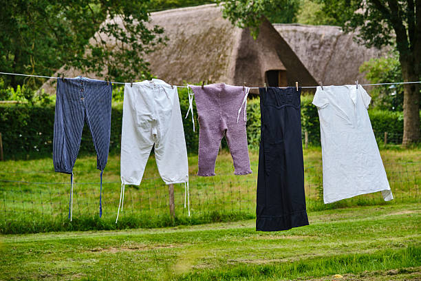 Harvest Festival In Orvelte Netherlands Clothes Drying On A Line Representing Traditional Rural Life And Heritage Showcasing Historical Garments In Westerbork Drenthe
