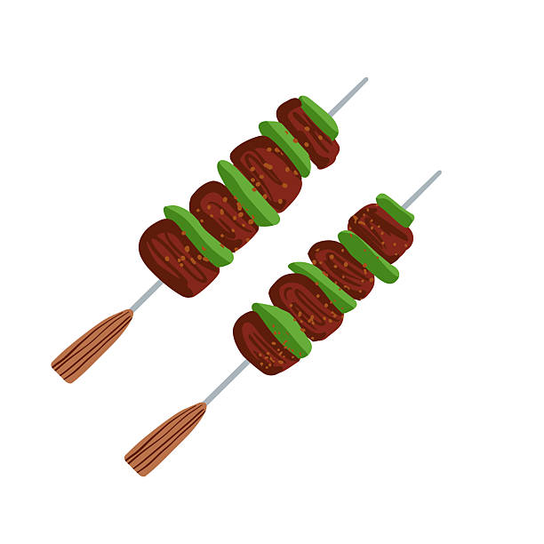 A cute retro style barbeque icon of skewers on a transparent background. Comes with high resolution jpeg.