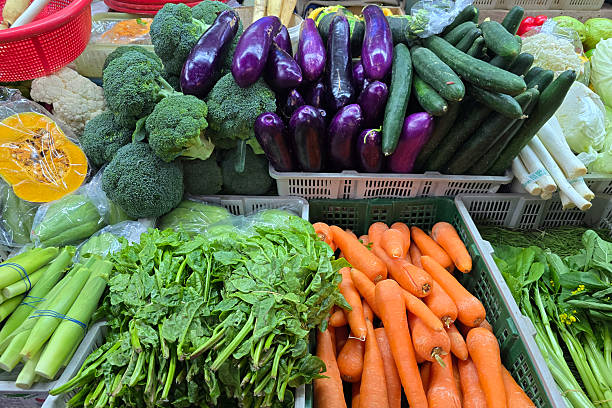 Assorted Fresh Vegetables Displayed at Local Farmer's Market