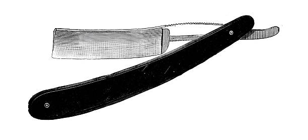 straight razor, or cut-throat razor, Victorian 1890s, 19th Century vintage illustration