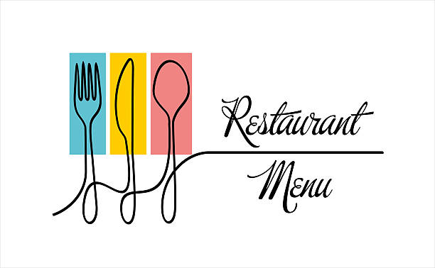 Continuous one line drawing of spoon, knife and fork. Restaurant menu concept.