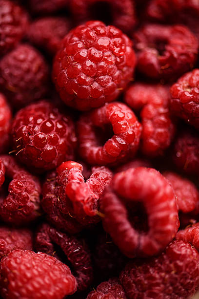 Fresh Raspberries Close Up Highlighting Fuzzy Surface and Juicy Texture