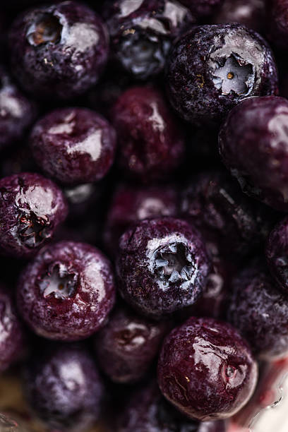 Macro Close-Up of Frosted Blueberries – Vibrant Purple and Juicy Texture
