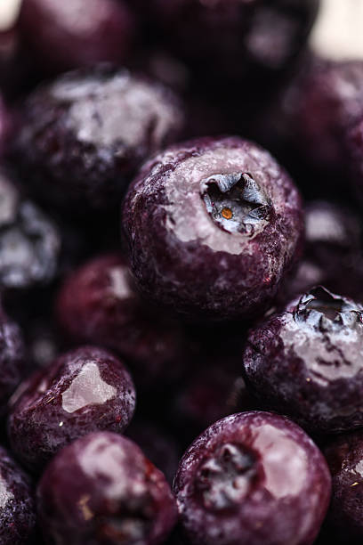 Frozen Blueberries Close-Up – Macro Showing Frosted Fruit Texture and Healthy Appeal