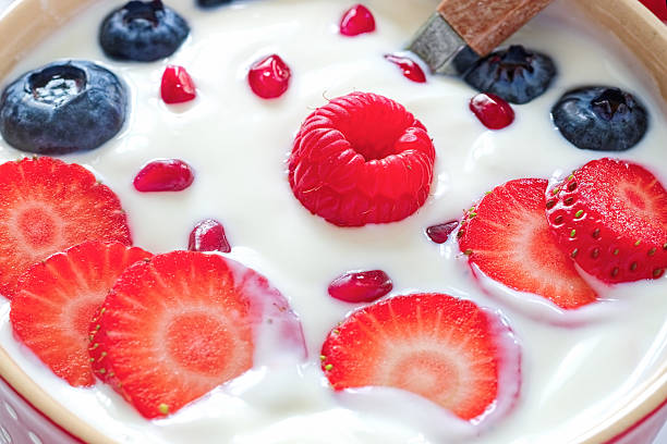 Gut Health Yogurt Macro — Strawberry Cross-Section Raspberry Cream