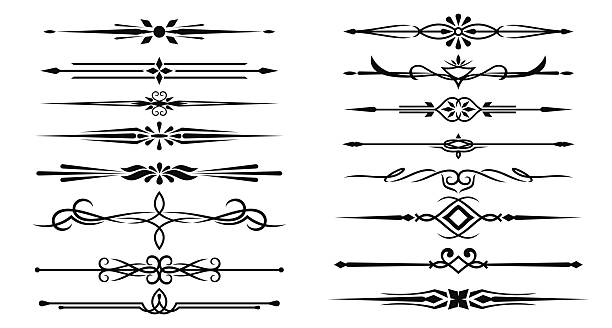 Vintage divider lines, elegant frame separate borders decor with vector ornaments of flowers and scrolls. Vintage page decoration and calligraphy elements set of filigree celtic tribal divider lines